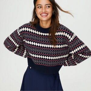 Sunday Best Aritzia Navy Blue And Pink Fair Isle Sweater Size Small